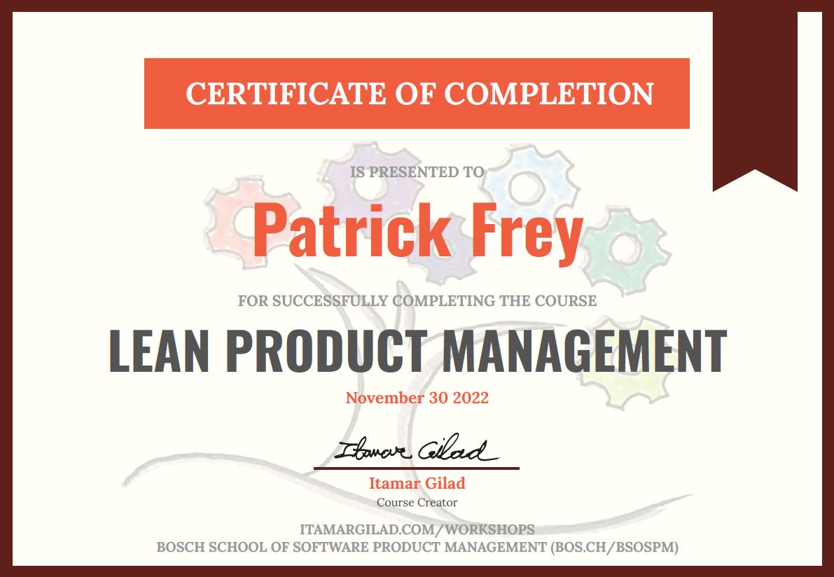 Lean Software Product Management Certificate